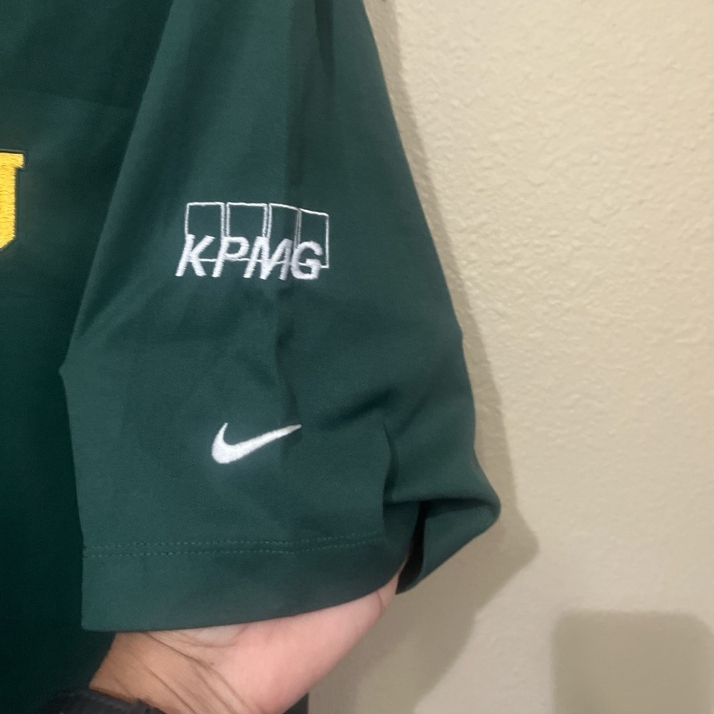 Nike Golf Mens Small Green and yellow Baylor University Dri Fit polo shirt - Picture 4 of 5
